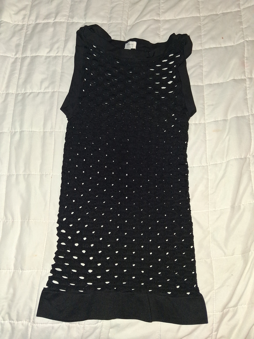 Black Sleeveless Knit Mesh Top